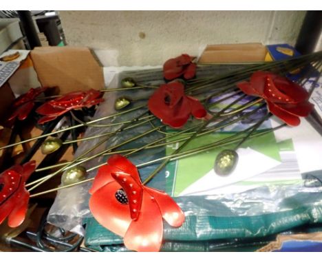 Two boxes containing garden items tools, hanging baskets and brackets. Not available for in-house P&amp;P 