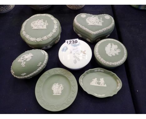 Six pieces of Wedgwood Jasperware adrian ice rose example. UK P&amp;P Group 2 (£20+VAT for the first lot and £4+VAT for subse
