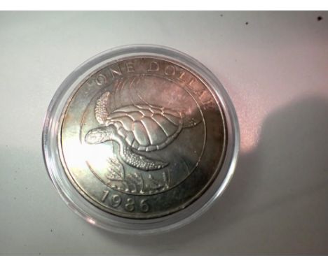 1982 Bermuda turtle Dollar. UK P&amp;P Group 1 (£16+VAT for the first lot and £2+VAT for subsequent lots) 