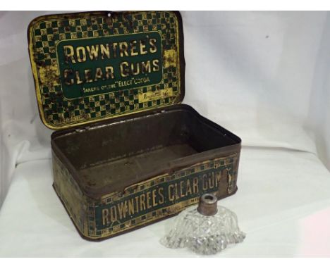 Crystal perfume atomiser base in Rowntrees clear gums tin. UK P&amp;P Group 2 (£20+VAT for the first lot and £4+VAT for subse