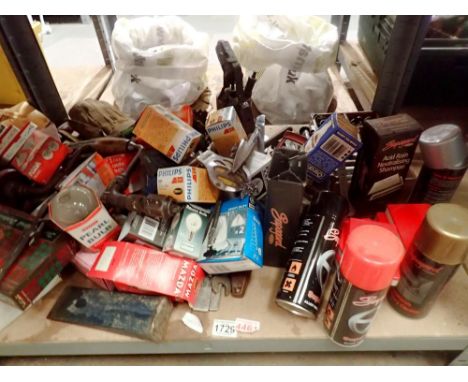 Shelf of tools, bulbs and fittings. Not available for in-house P&amp;P 