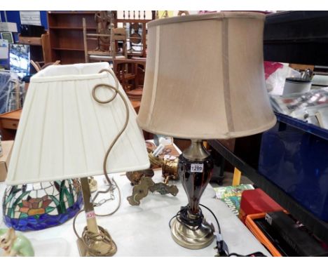 Brass Marks and Spencer table lamp and another. All electrical items in this lot have been PAT tested for safety and have pas