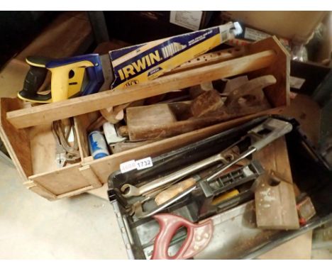 Two tool boxes of mixed carpenters tools. Not available for in-house P&amp;P 