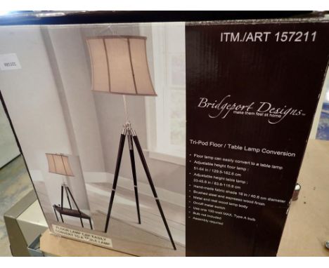 Boxed tripod floor/table lamp converter by Bridgeport Designs. Not available for in-house P&amp;P 