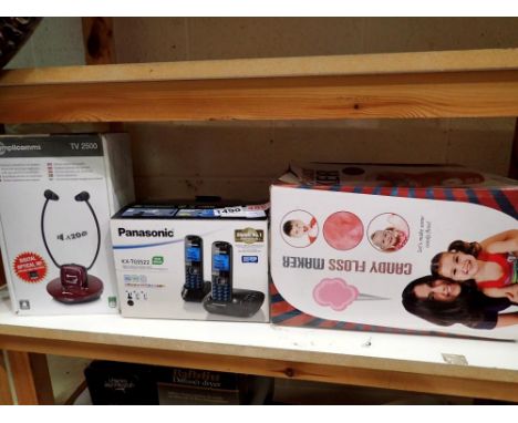 Candy floss maker, TV2500 TV link for the hearing impaired and a Panasonic phone set. UK P&amp;P Group 1 (£16+VAT for the fir
