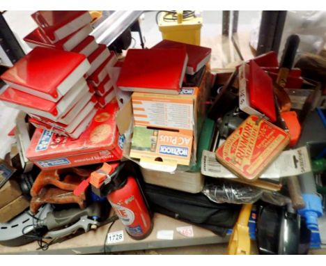 Shelf of mixed tools and car accessories. Not available for in-house P&amp;P 