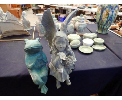 Ceramic angel and frog figurines. UK P&amp;P Group 3 (£30+VAT for the first lot and £8+VAT for subsequent lots) 