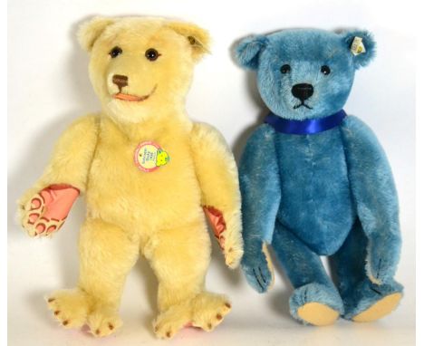 A Steiff blue limited edition jointed bear, a replica of the 1908 sample produced for Harrod's, tag numbered 14655, with cera