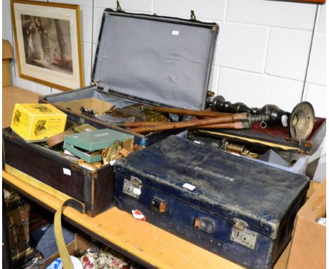 A quantity of metal wares, watch making tools etc 