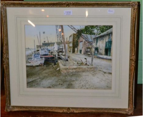 Neil Westwood, harbour scene, watercolour; together with J Foster, harbour scene and an abstract study of a boat, both dated 