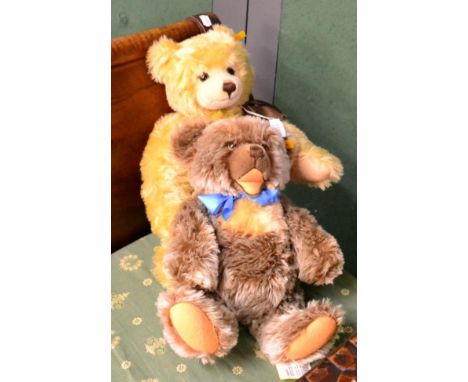 A large modern Steiff gold coloured bear, with growler, 50cm together with another modern mohair Steiff bear, with growler, 4
