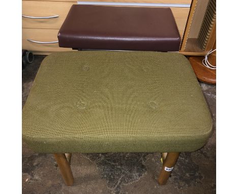 SMALL GREEN UPHOLSTERED STOOL AND ONE OTHER