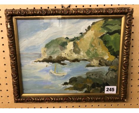 OILS ON PANEL SEASCAPE M.MOORE DATED 1927 FRAMED AND GLAZED 26CM X 20CM