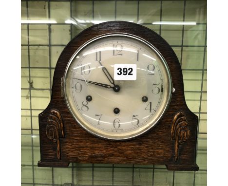 OAK CASED MANTEL CLOCK