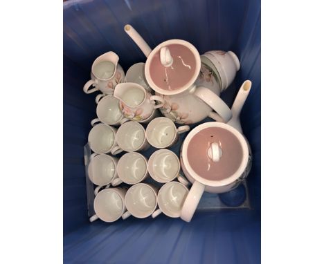 RIDGEWAYS OPHELIA BONE CHINA TEA AND COFFEE POTS, SUCRIERS, CREAM JUGS AND CUPS (NO SAUCERS)