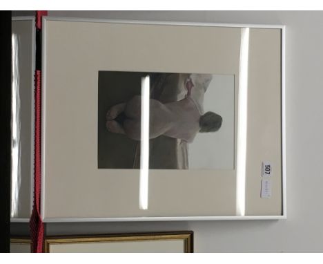 Nude painting morning light 2 by Simon Mouncey. Oil on paper. Young girl by sofa.