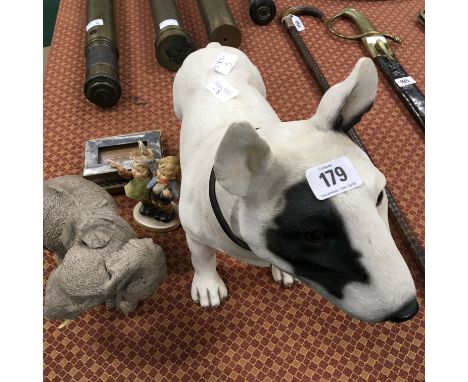 Resin pit bull terrier similar elephant and Hummel figurine fond farewell etc