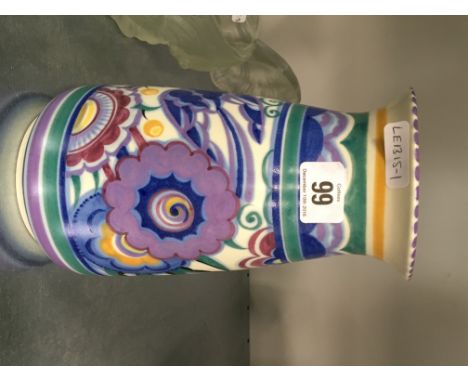 A Poole  Pottery Vase decorated in HE (bluebird)  Pattern designed by Truda Adams,painted by Hilda Hampton (Cleal) Height 9"