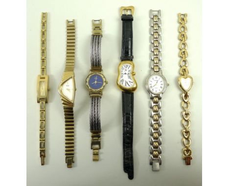 A collection of six watches, comprising Gucci, Seiko Quartz, Gardini, LaFon, Rotary, an a Dali Softwatch. (6)