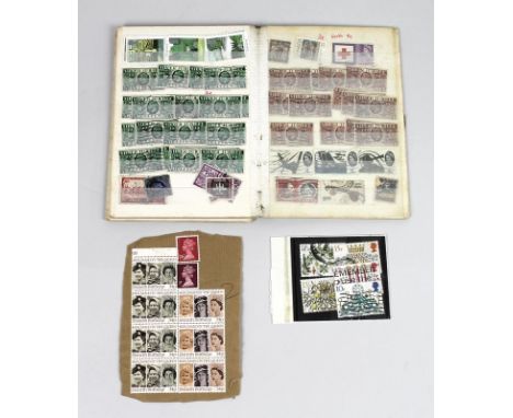 A small stamp album containing some Victorian and later stamps, Great Britain and some World, including Penny Reds, One Penny