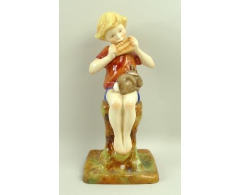 A Royal Worcester figurine of Peter Pan, number 3011, with a red shirt, modelled by F. Gertner, 20cm. 
