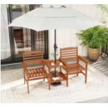 Outdoor Patio Loveseat Wood 2-Seat Set With Coffee Table RRP £279.99