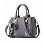 Embroidery Messenger Bags Women Leather Handbag Grey