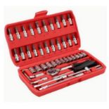 46 Pcs Socket Wrench Set 1/4" Wrench Set Mechanical Tool Set, Ratchet Set