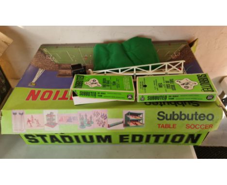 A part Subbuteo stadium edition set with players and nets.