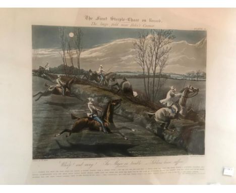 J. Harris after Henry Alken. The First Steeplechase on record,  Four coloured aquatints originally published by Ben Brooks, 1