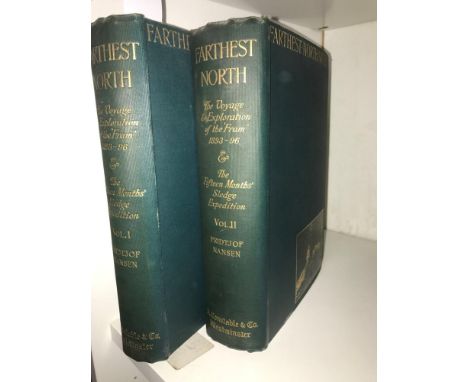 NANSEN (Fridtjof) Farthest North, 2 vols., Westminster: A. Constable & Co 1897, 8vo, half titles, illustrations, contemporary