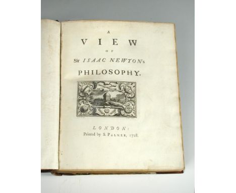 PEMBERTON (Henry) A View of Newton's Philosophy, London: S. Palmer 1728, 4to, first edition, 12 engraved plates, vignette to 