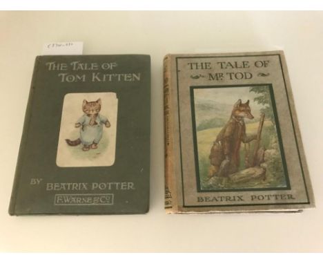 POTTER (Beatrix) The Tale of Tom Kitten, 1907, lacks first free end paper, grey-green boards; The Tale of Mr Tod, 1912, lacks