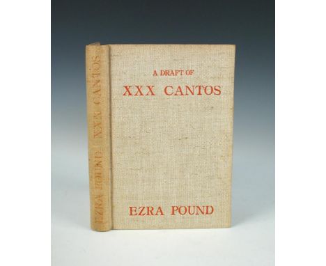 POUND (Ezra) A Draft of XXX Cantos, first edition, no. 31 of 200 copies, Paris: Hours Press, 1930, 8vo, unopened, original li