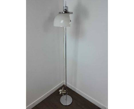 ITALIAN 'FARO' FLOOR LAMP, with domed opaque white shade on chromed stand, bearing label163cm high