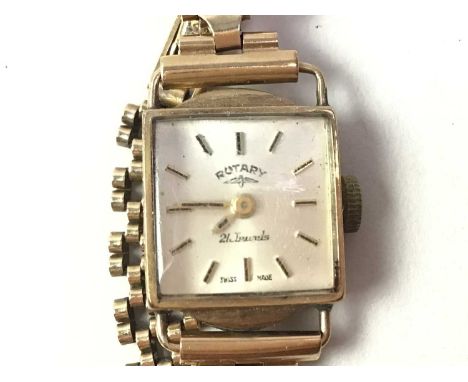 ROTARY NINE CARAT GOLD WRIST WATCH, AND OTHER ITEMS with further jewellery including costume
