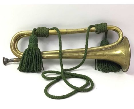 MILITARY BRASS BUGLE, AND A RUSSIAN SAILORS' CAP the cap with red hammer and sickle badgeQty: 2