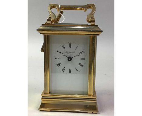 BRASS CARRIAGE CLOCK, James Ritchie &amp; Son, Edinburgh16cm high overall