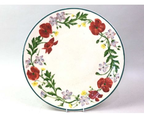 GRISELDA HILL POTTERY, WEMYSS CIRCULAR SERVING DISH decorated with a border of poppies and pansies35cm diameter