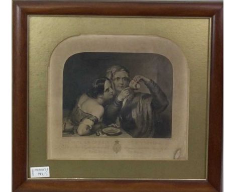 PAIR OF VICTORIAN CHROMOLITHOGRAPHS, ALONG WITH A VICTORIAN PRINT OF CUP TOSSING, after N.J. Crowley, engraved by C.W. Sharpe