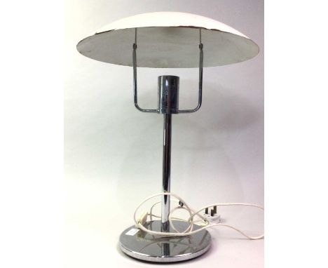 MID CENTURY DESK LAMP, with tilt metal shade, on circular chrome base51cm high