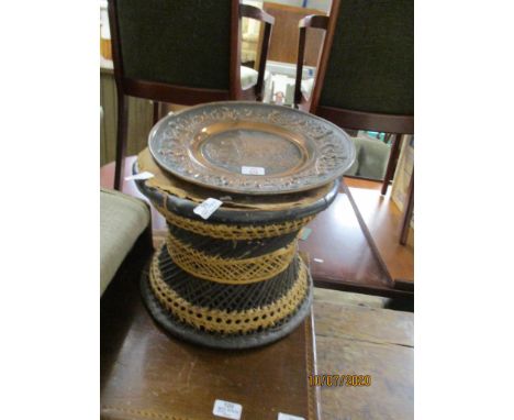 COPPER PLAQUE AND STOOL 