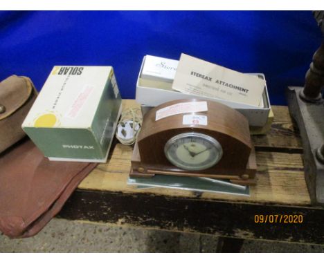 20TH CENTURY MANTEL CLOCK, BROWNIE CAMERA ETC 