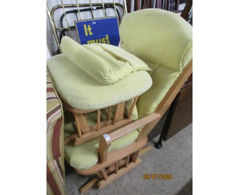 MODERN ROCKING CHAIR AND MATCHING STOOL 