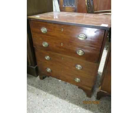 LATE 18TH/EARLY 19TH CENTURY MAHOGANY COMMODE CABINET, LIFTING LID WITH FOUR DUMMY DRAWERS BELOW ON BRACKET FEET, 66CM WIDE