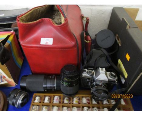 YASHICA FXB QUARTZ CAMERA, LENSES ETC, POLAROID CAMERA AND OTHERS ETC 