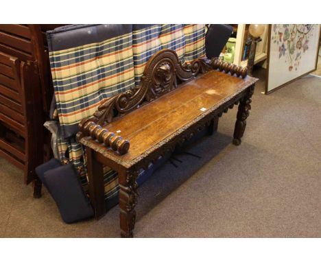 Victorian carved oak bench