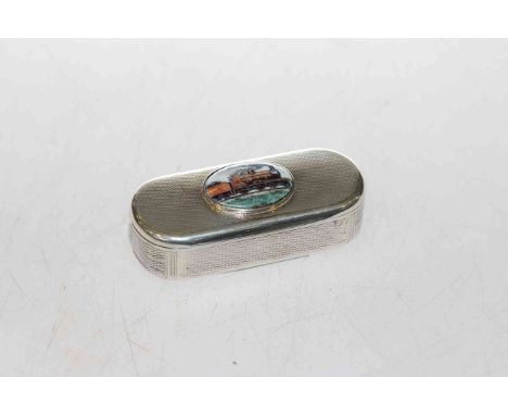 Silver snuff box with oval locomotive plaque