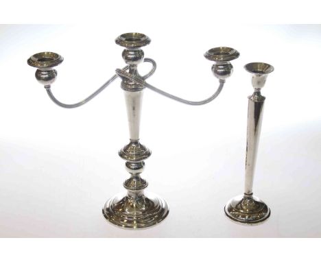 Silver candelabrum and candlestick (2)