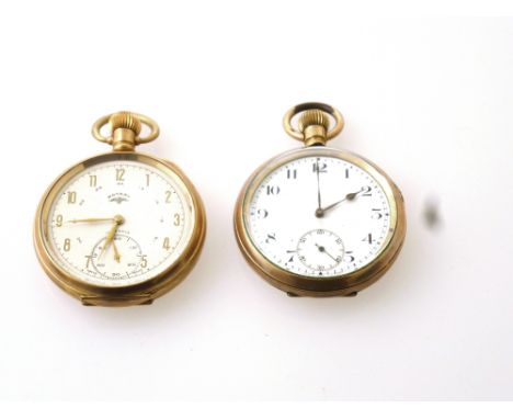 PLATED ROTARY POCKET WATCH AND ANOTHER PLATED POCKET WATCH